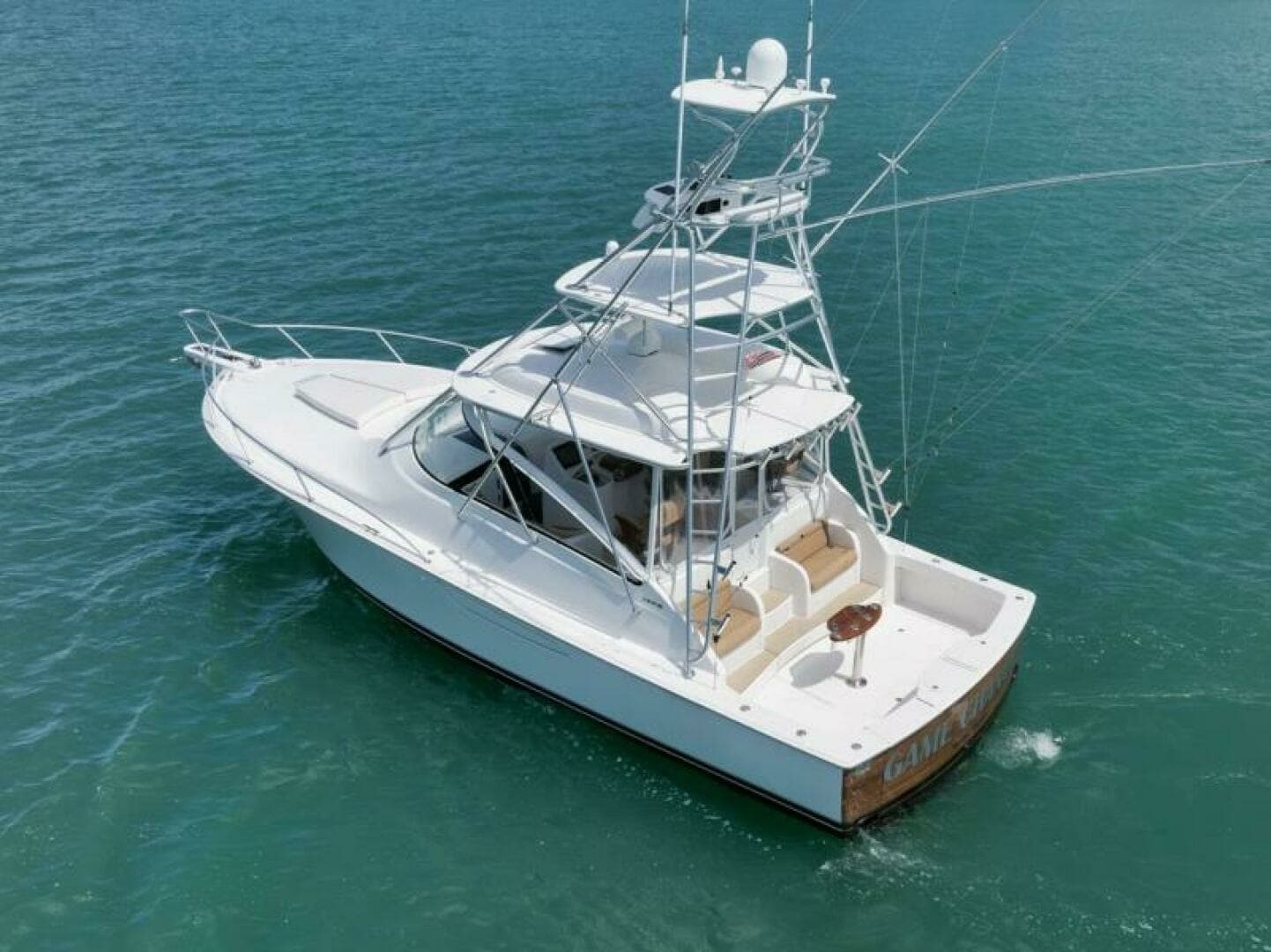 Viking 42 GAMECHANGER - Port Aft Aerial Profile