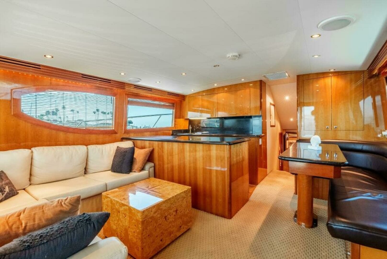 2004 Hatteras 54 Convertible "Reel Ranchin" - Spacious Salon and Galley Area