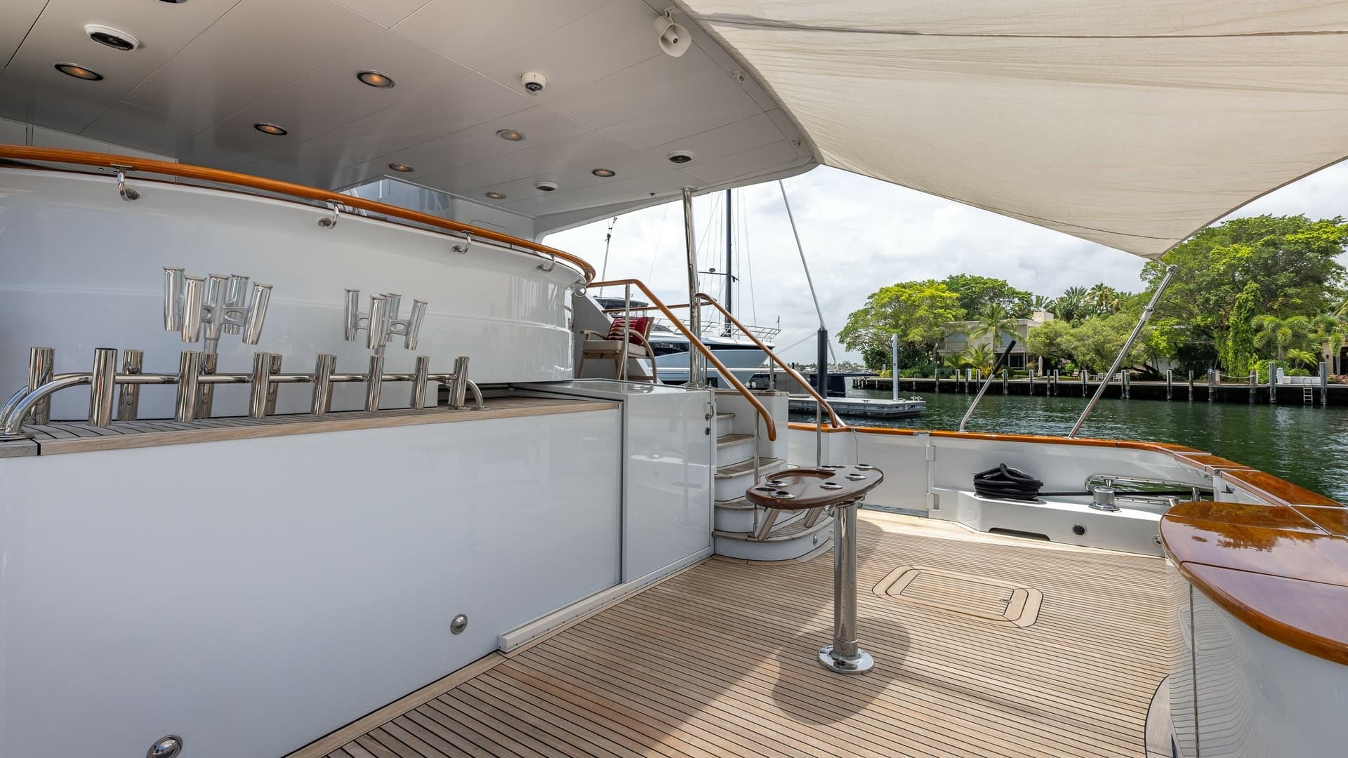 1998 Trinity Yachts Sport Fisherman - BAD COMPANY: Aft Deck with Teak Flooring