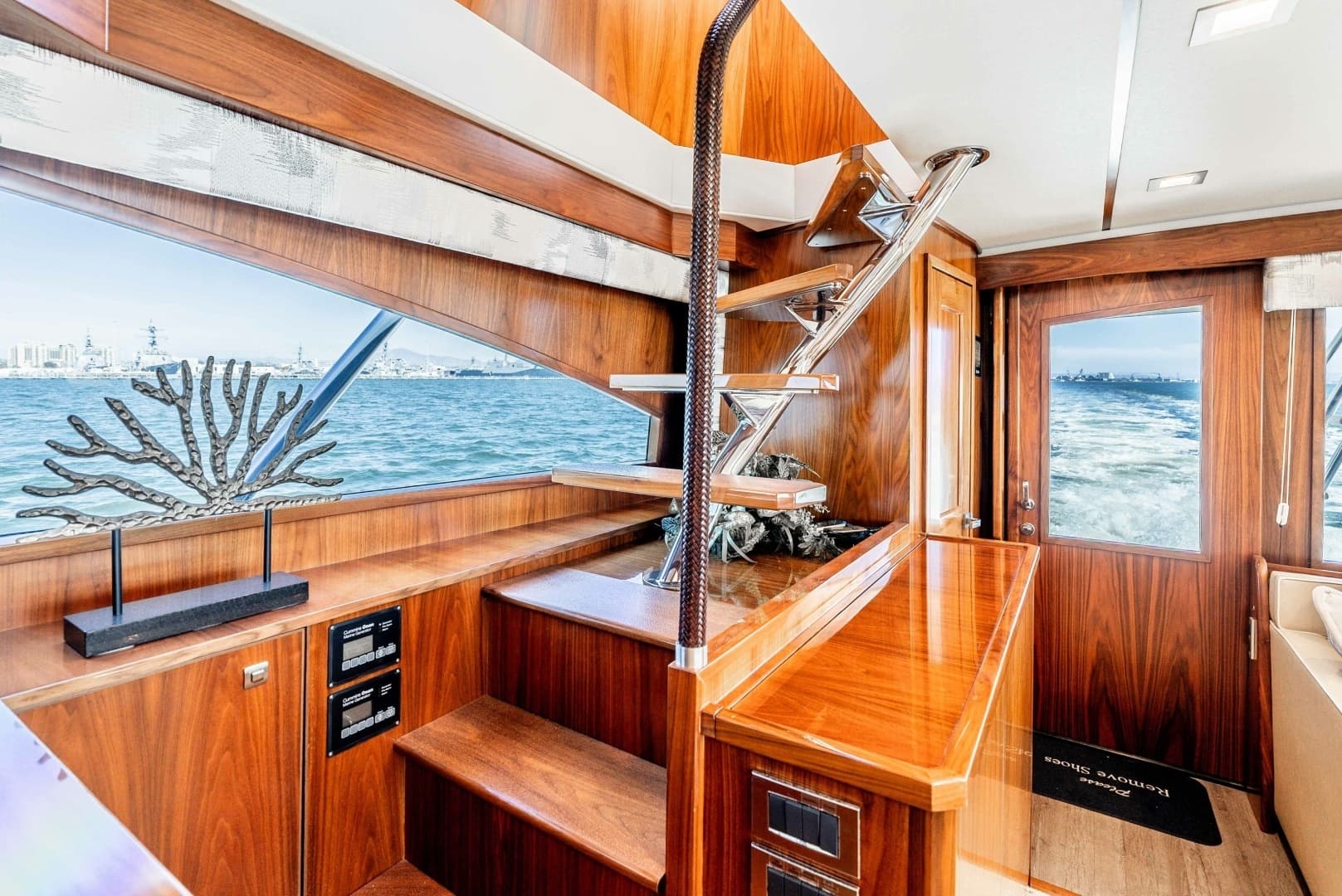 2018 Viking 72 Convertible "50 Caliber" - Interior Stairway with Ocean Views