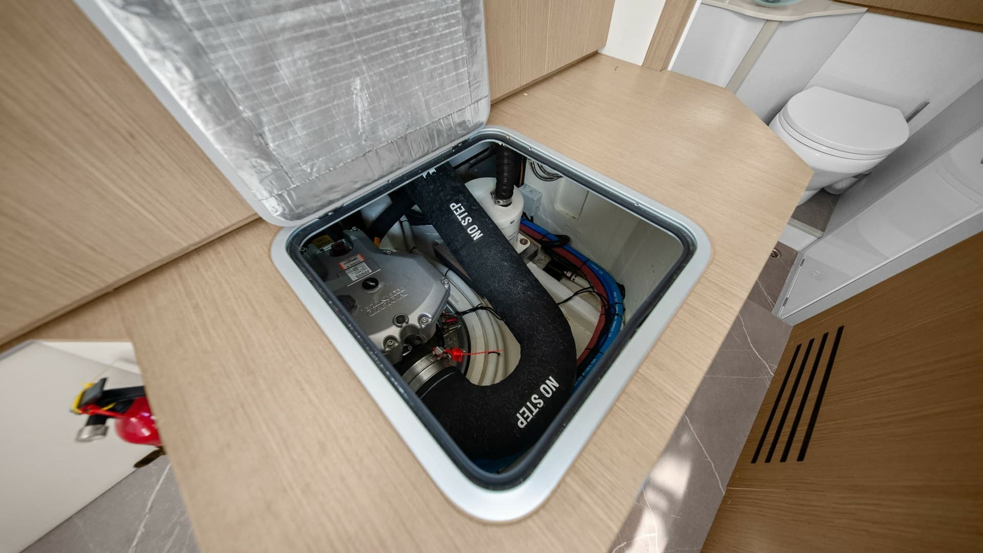 Engine Access Hatch in Cabin