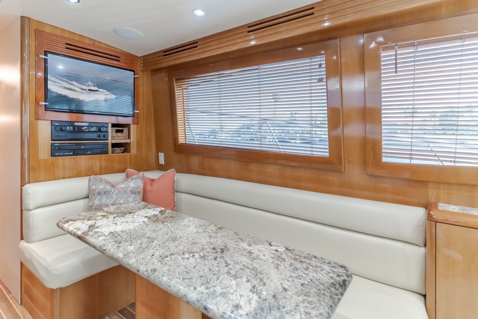 2003 Hatteras 54 Convertible - "BRAINWAVE": Salon Seating with Dinette Area