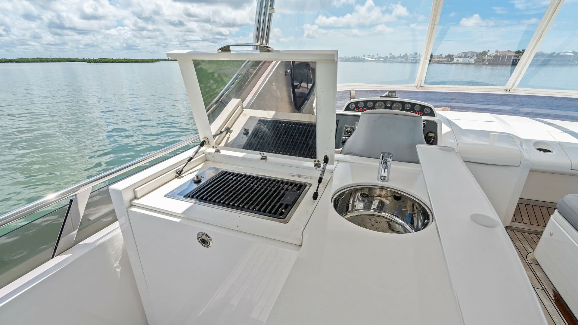 Flybridge Outdoor Grill and Sink Area