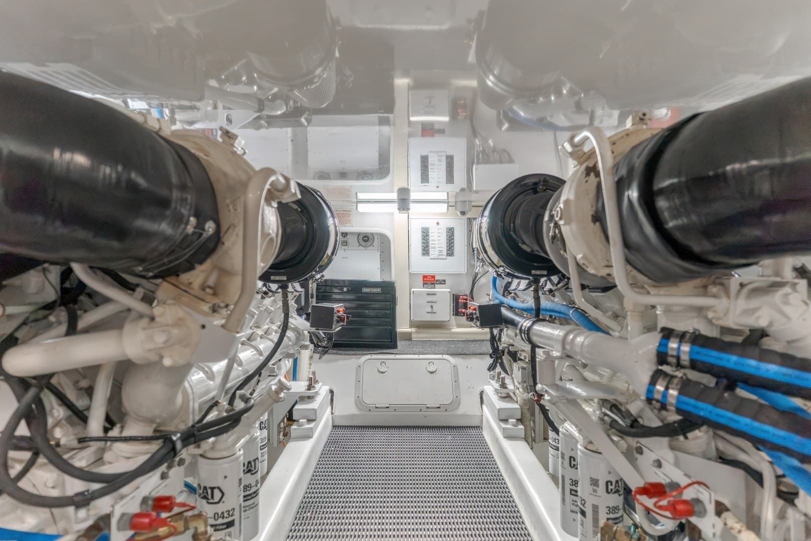 2003 Hatteras 54 Convertible - "BRAINWAVE": Engine Room with Dual Engines
