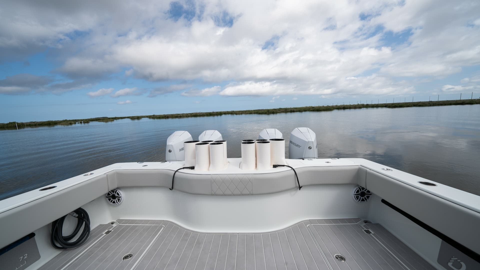 Aft Deck with Fishing Rod Holders