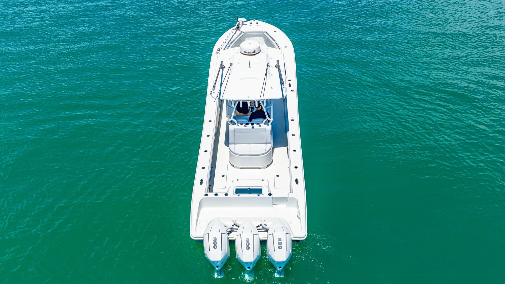 Aerial View of Triple Outboard Setup