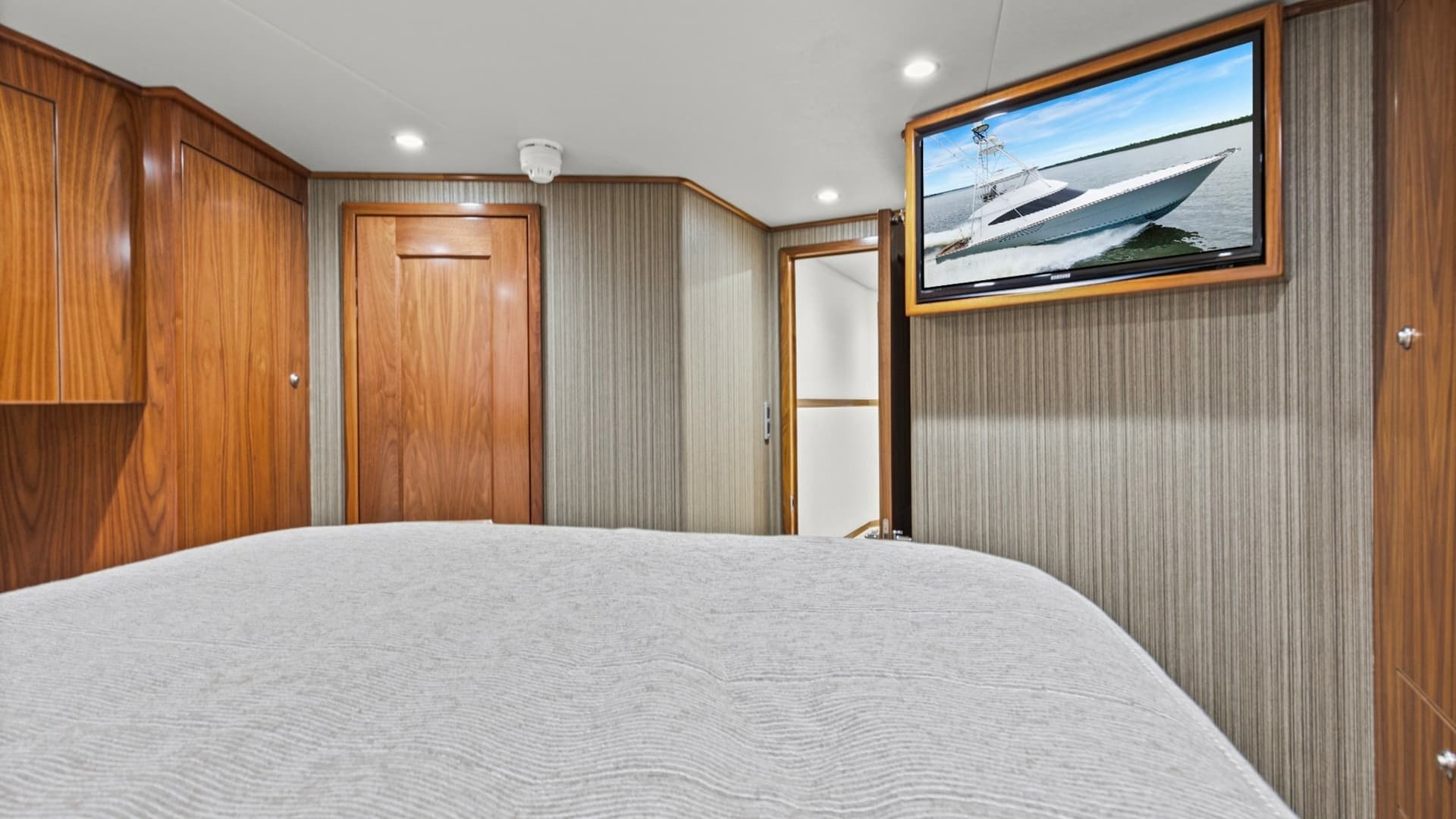 2020 68 Viking Convertible Gunpowder Forward Stateroom (1)