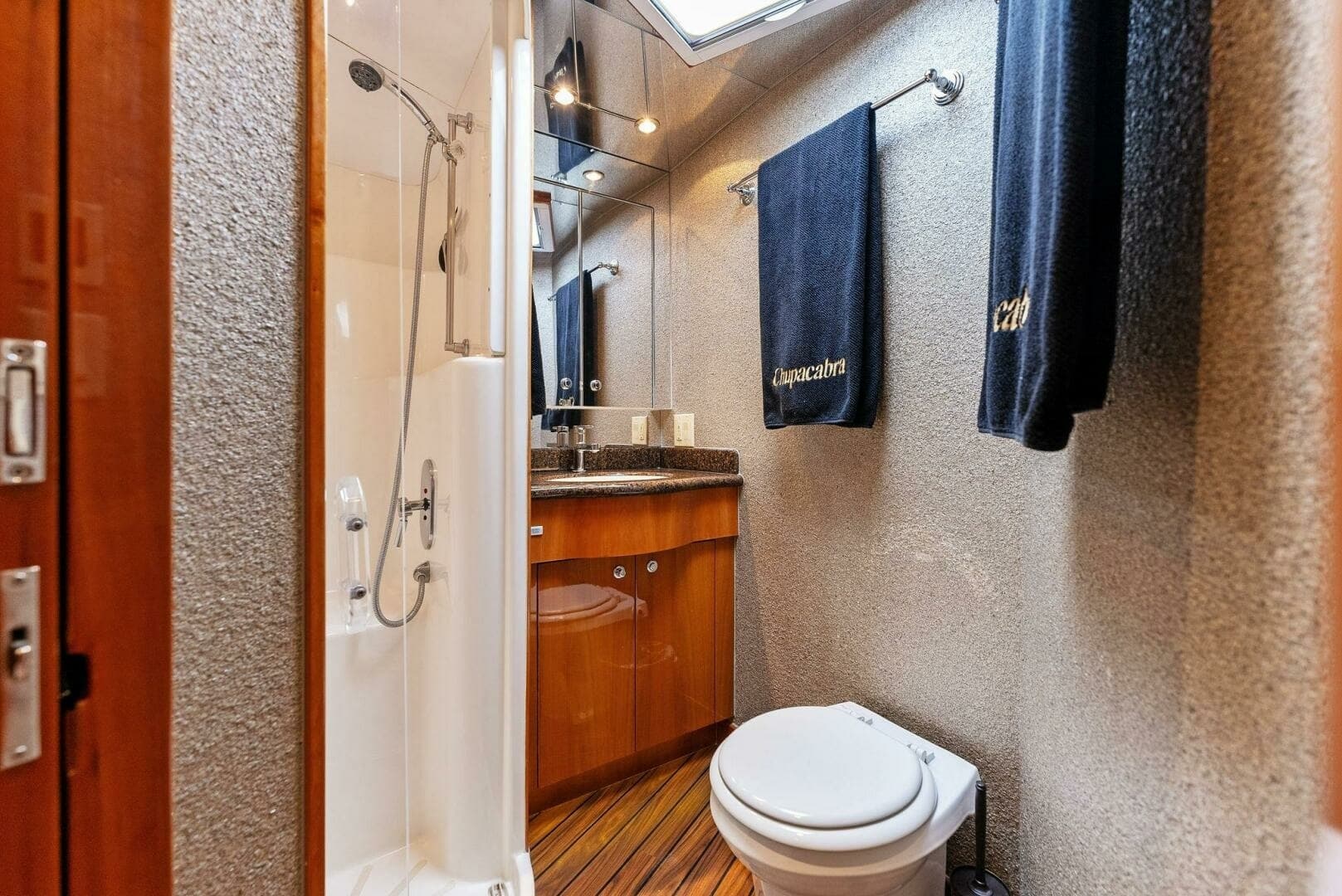 2007 Hatteras 64 Convertible - CHUPACABRA: Guest Bathroom with Shower