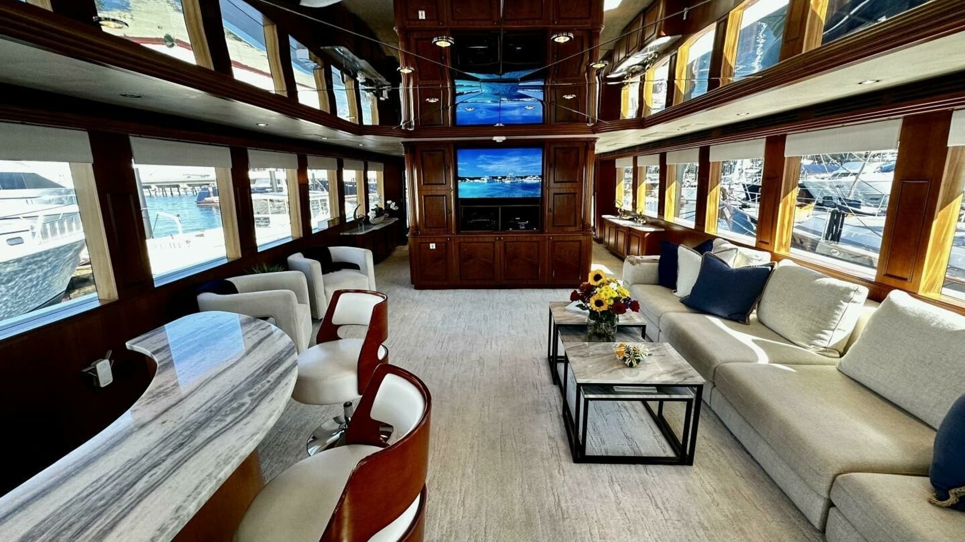 Spacious Salon with Entertainment Center