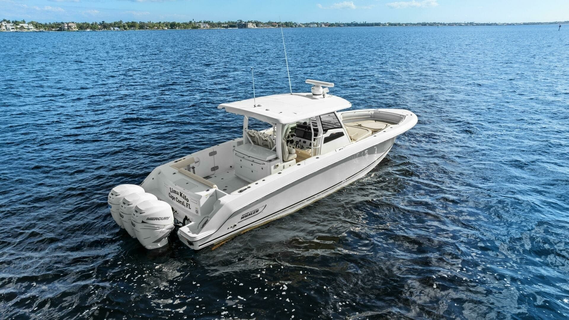 2019 Boston Whaler 380 Outrage 'Lima Kilo' - Profile Stern 3/4 Starboard
