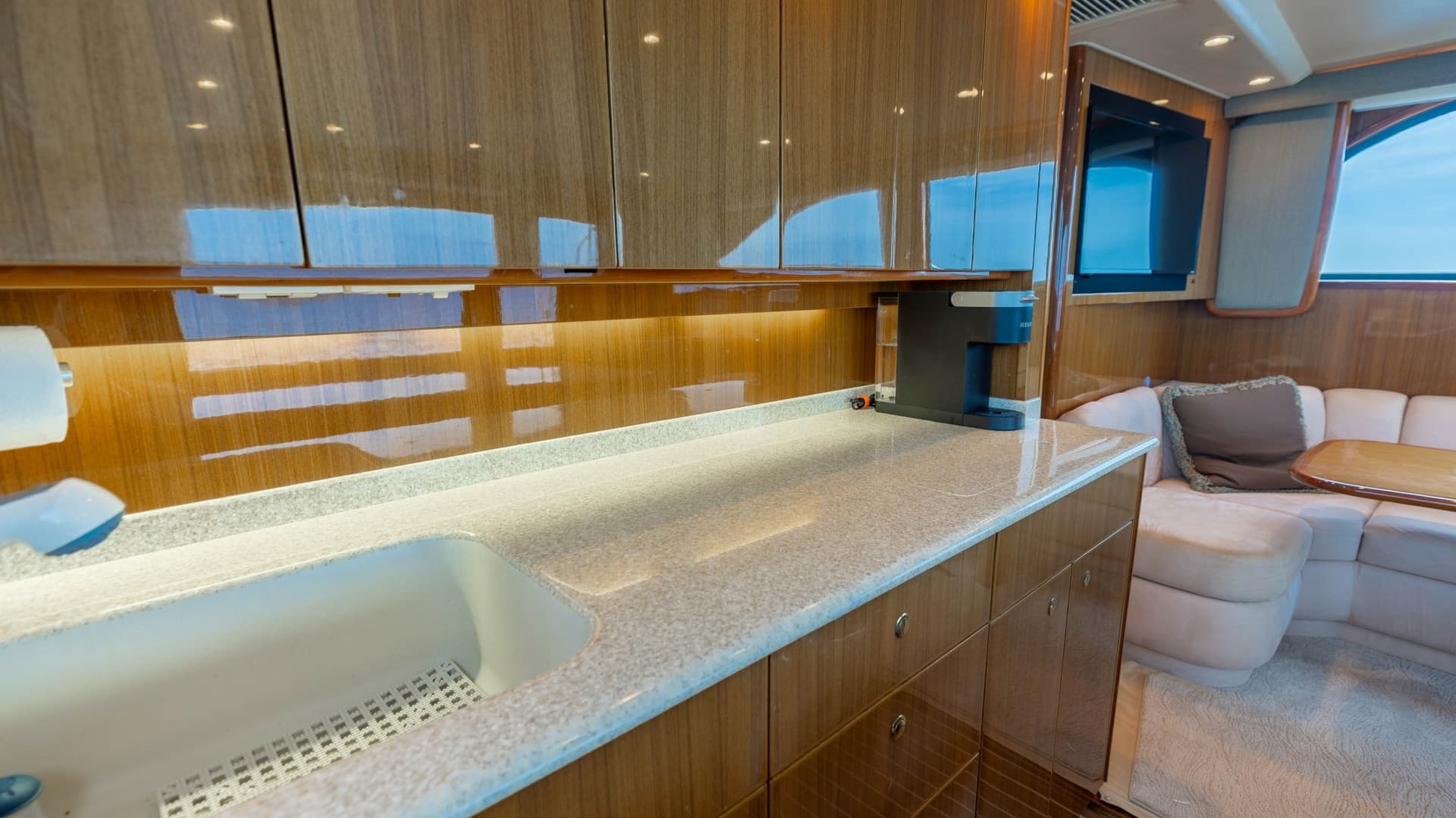 Galley with Polished Wood Finish