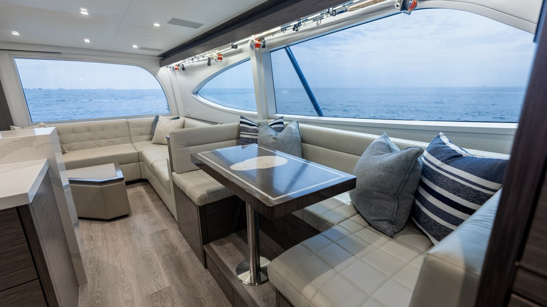 2021 65 Hatteras GT On the DL Dinette (1)