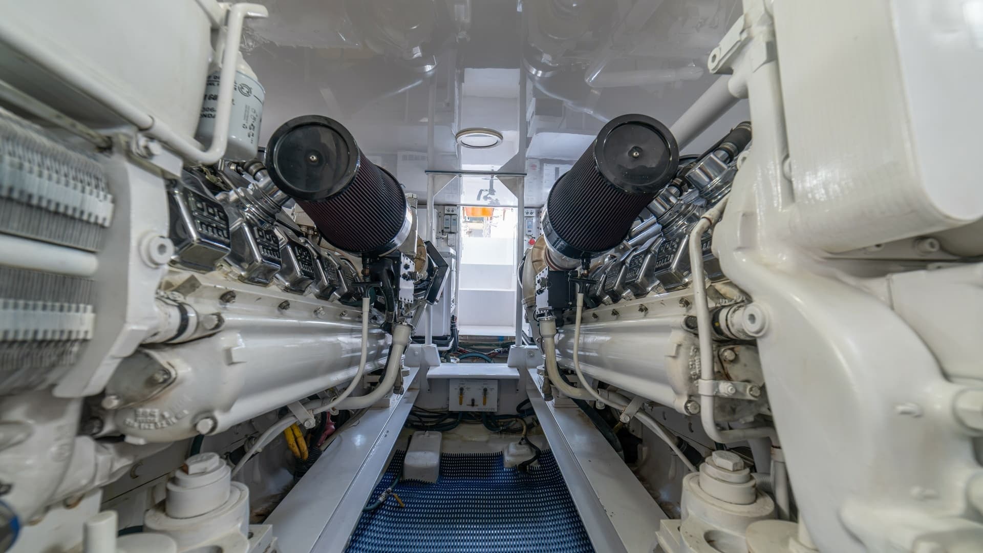 Engine Room with Twin Engines 2002 Viking 61 Convertible