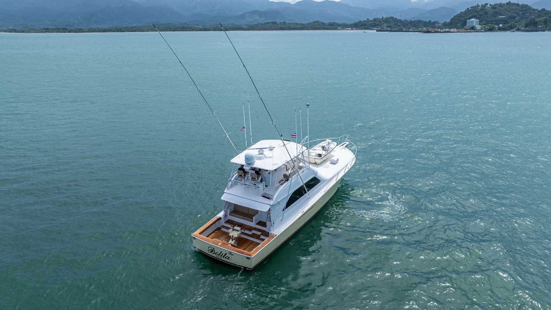 Aerial View of Aft Deck and Flybridge 2002 Viking 61 Convertible
