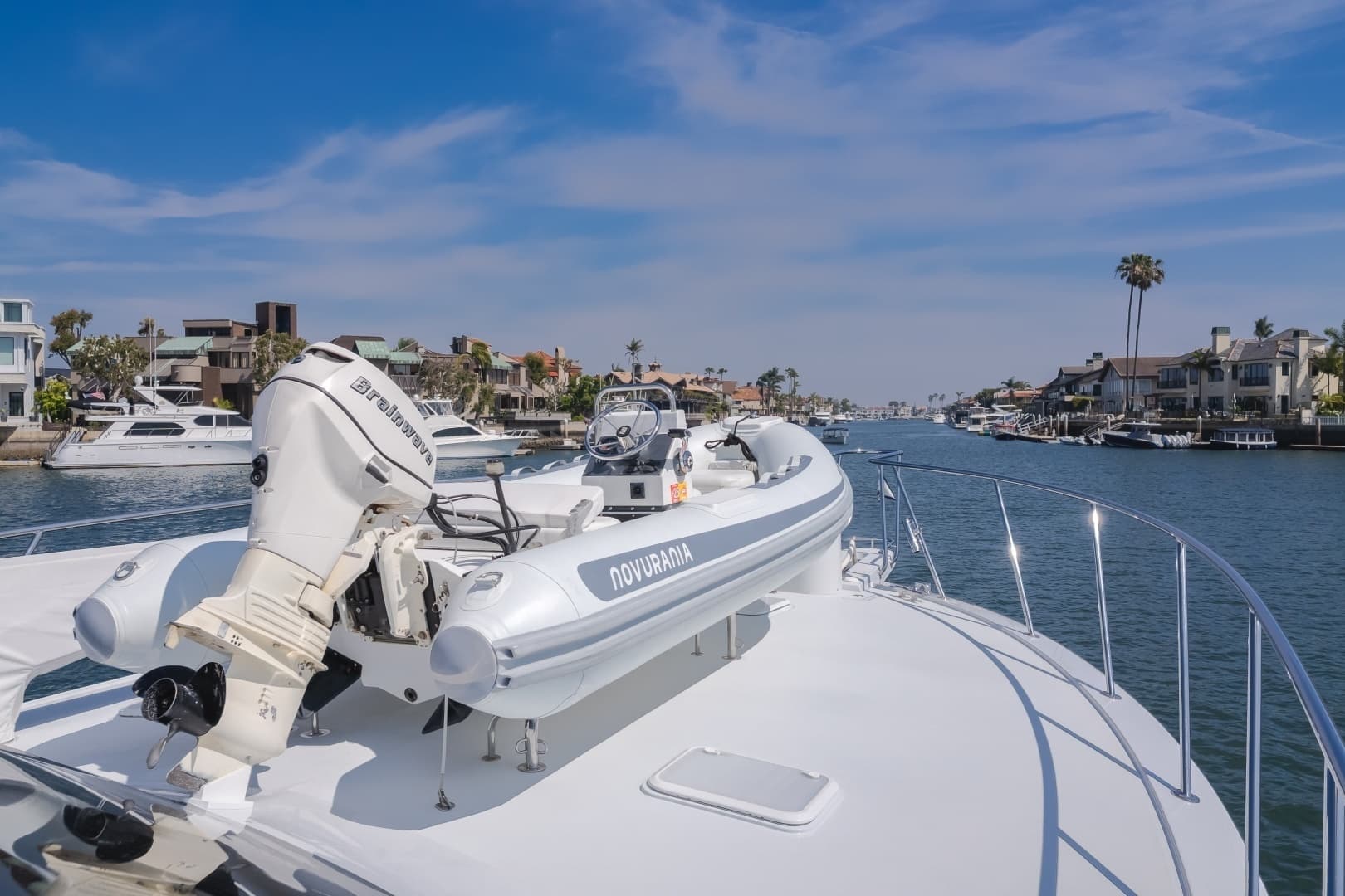 2003 Hatteras 54 Convertible - "BRAINWAVE": Bow Deck with Tender