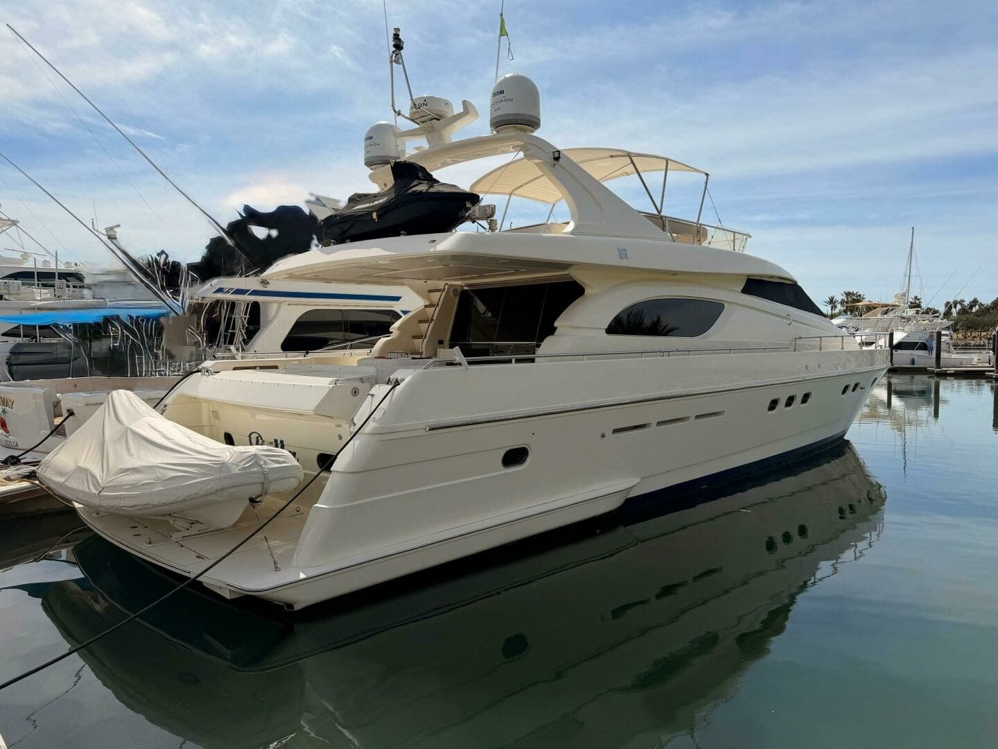 2000 Ferretti Yachts 72 Motoryacht - "BELLA": Aft View with Swim Platform