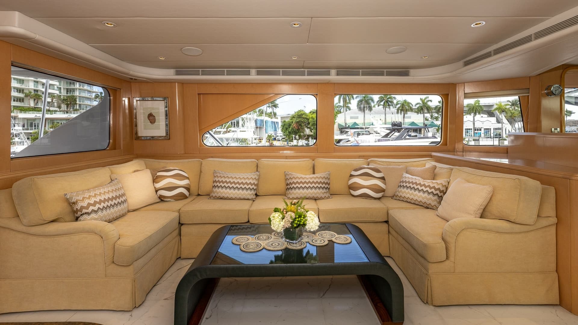 1998 Trinity Yachts Sport Fisherman - BAD COMPANY: Main Salon with Panoramic Views