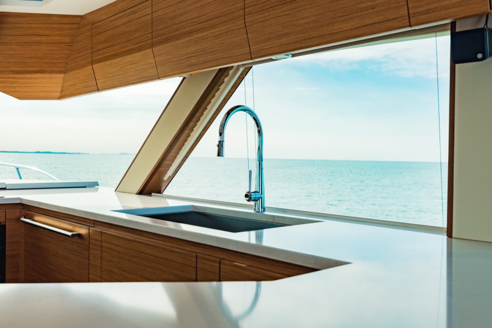 2020 Bertram 61 Convertible - "SINE METU": Galley with Ocean View