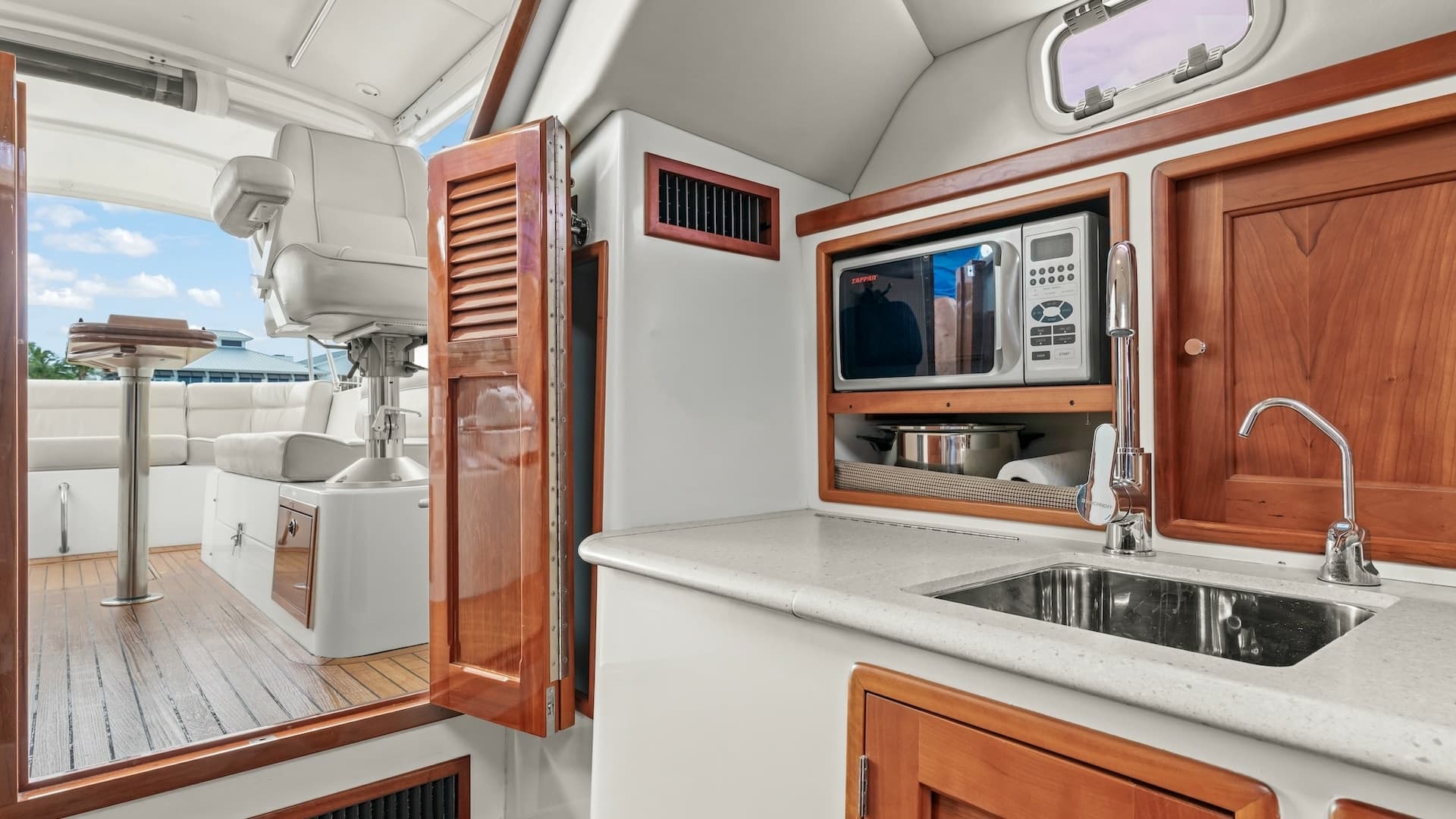 Galley with Helm and Seating View