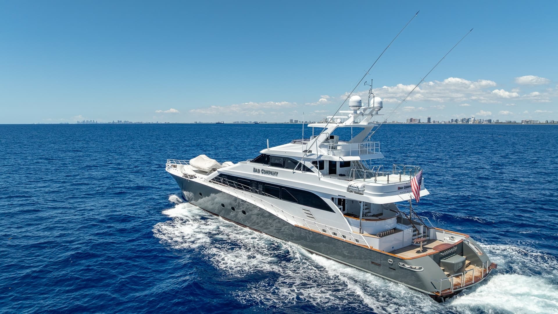 1998 Trinity Yachts Sport Fisherman - BAD COMPANY: Aerial View of Sport Fisherman Yacht